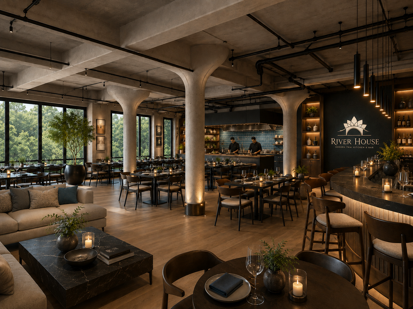 Warm River House dining room interior
