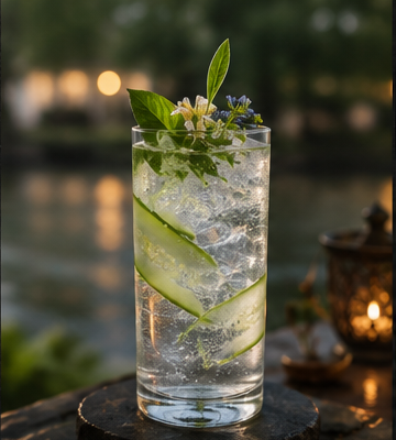 Patapsco gin cocktail with cucumber and herbs