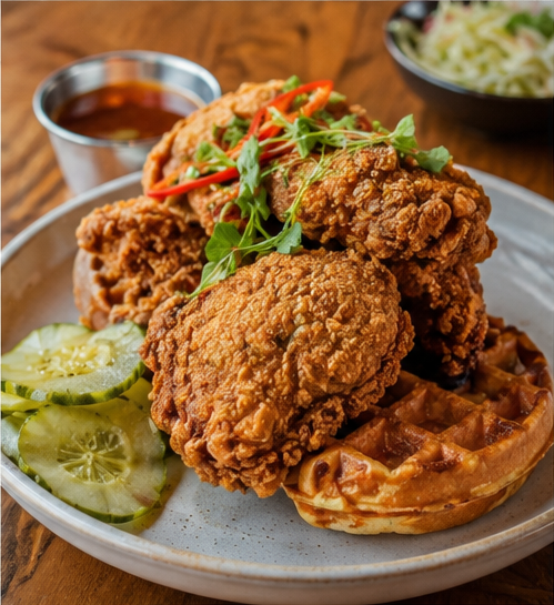 Riverside hot chicken and waffle